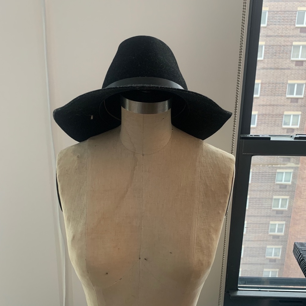 RAG & BONE FLOPPY BRIM FEDORA WOOL HAT BLACK